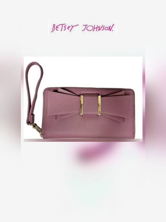 Betsey Johnson Handbags - Bow Accent Wristlet Wallet - Dusty Rose